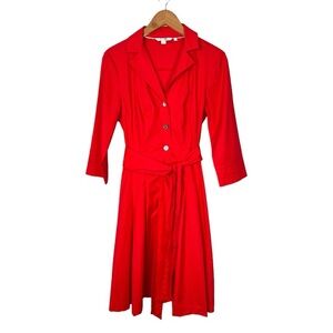 Boden Riviera Shirt Dress Size 8 Red Stretch Cotton Style #WH342